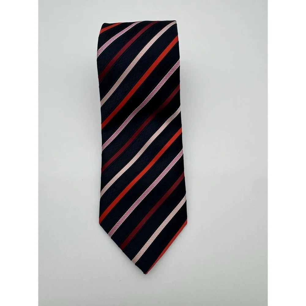 Imani Uomo Tie Black Red White Striped Classic Diagonal Stripe Men's Tie